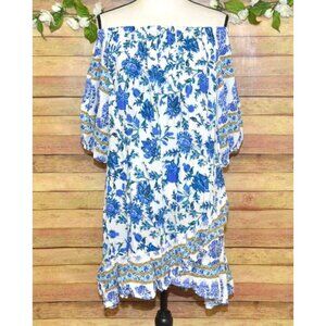 Artelier Nicole Miller Cottage Core Floral Dress Size M Puff Sleeves Peasant